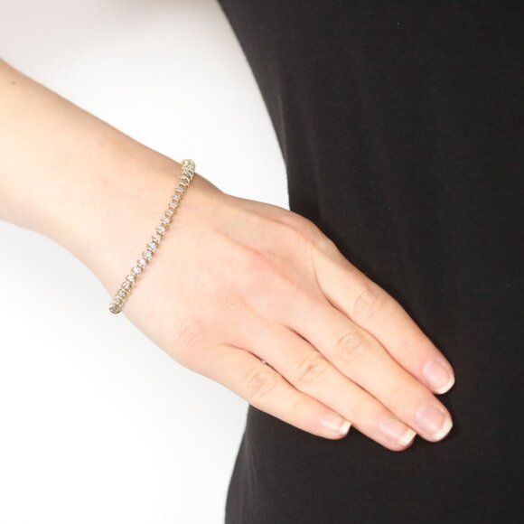 Yellow Gold Diamond Tennis Bracelet 7 1/4" - 10k Round Brilliant Cut 1.00ctw - Picture 2 of 6